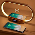 Miniatyrbillede 2 af 8: Multifunktion Trådløs Oplader Pad Stativ Ur LED Skrivebord Lampe Nat Lys USB Port Hurtig Opladning Station Dock