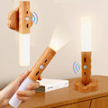 Miniatyrbillede 2 af 8: Træ LED Nat Lys Trådløs Type-c USB LED Væg Lampe Køkken Skab Lys Skab Lys