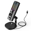 Miniatyrbillede 1 af 7: Støjreducerende Mikrofon med RGB LED Lys USB Gaming Desktop Kondensator