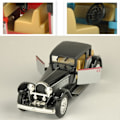 Miniatyrbillede 2 af 4: Vintage Bugatti bil model lyd og lys legering træk tilbage blinkende klassisk vintage kollektiv musik bil legetøj