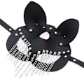Miniatyrbild 3 av 4: Mode läder Mask Kvinnor PU Faux Läder Ihålig Justerbar metall Kedja tofs Mask