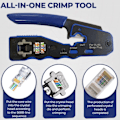 Miniatyrbilde 3 av 8: Crimp Tool Pass Through Crimper Cutter for Cat6a Cat6 Cat5 Cat5e 8P8C Modular Connector Ethernet Crimp Tool