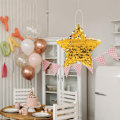 Miniatyrbilde 5 av 6: Golden Star Pinata Fest Fiesta Pinata Tradisjonell Star Shaped Pinata Håndlaget Pinata med pinne