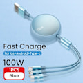 Miniatyrbild 8 av 8: Snabb USB kabel för Huawei/Honor Indragbar Portabel 3 i 1 Mikro USB Typ C Laddare kabel