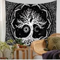 Miniatyrbilde 8 av 11: Mystisk Tree Life Sopp Skog Teppe Vegg Hengende Eventyr Fortelling