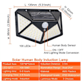 Miniatyrbilde 5 av 6: 4 sider 100 LED 3 modi glød PIR bevegelsessensor solenergi vegg lys