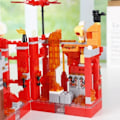 Miniatyrbilde 4 av 7: Bygg Blokk Gate Utsikt Med Figurer Samle En Fiery Dragon Montering Klosser Leker