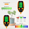 Miniatyrbillede 6 af 7: 4 i 1 Jord Fugt Meter Digital Plante Temperatur Jord Fugtighed PH Meter Sollys Intensitet Miljø Fugtighed