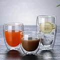 Miniatyrbild 5 av 5: 6 bitar 80 ml dubbel vägg glas kopp värme isolering transparent handgjorda te dricka koppar