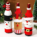 Miniatyrbillede 2 af 11: Jul vin flaske cover sæt nisse snemand vævet vin flaske poser til julefest middag bord pynt