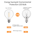 Miniatyrbilde 4 av 6: 25 stykker G40 1W LED String Lys Erstatning Pære E12 220V Varm Hvit 2200K LED Lamper Bytt 7W Glødelamper Pærer Plast