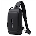 Miniatyrbillede 8 af 8: Multifunktion Patent Læder Bryst Taske Mænd Vandtæt Mænd Crossbody Taske