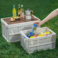 Miniatyrbild 7 av 8: Utomhus camping hopfällbar box med trä lock bil förvaring box