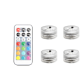 Miniatyrbilde 7 av 7: 4 deler lys 1 fjernkontroll Batteri Drevet LED Undervannslys RGB Denkbar Lys IP68 Vanntett Fjernkontroll Svømmebasseng Natt Lampe Dekor