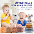 Miniatyrbild 5 av 8: Baby Silicon Byggklossar Montessori leksaker för bebisar Squeeze Stacker & Bandsjukdomar leksaker