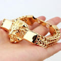 Miniatyrbillede 3 af 3: Armbånd Herre Rustfrit Stål Guld Farve Franco Link Kæde Luksus Mand armbånd