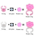 Miniatyrbilde 4 av 6: 100 stykker Gjør det selv Øyenvippe forlengelse vifter blomstrende kopp lim holder ring blomst form pigment brett