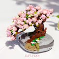 Miniatyrbilde 2 av 4: Blomst Rosa Sakura kirsebær tre potte plante 3D modell DIY mini blokker murstein bygg leketøy for barn