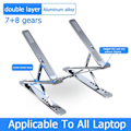 Miniatyrbilde 3 av 7: Dobbel Justerbar Høyde Vertikal Folding Hevet Layer Bærbar PC Stativ