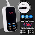 Miniatyrbild 3 av 8: 50W flera portar USB laddare PD25W Typ C QC3.0 snabb laddning skrivbord vägg ström adapter telefon UK EU US Korea plugg snabb laddning