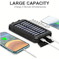 Miniatyrbillede 3 af 5: Solar Oplader Power Bank 20000mAh Bærbar Ekstern Batteri Pakke 5V Hurtig Opladning Super Lyst Lommelygte Panel Oplader