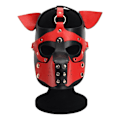 Miniatyrbild 3 av 4: Vuxna PU läder valp huva mask nyhet hund hel ansikte huvud mask lock huvudbonader med mun skydd