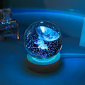 Miniatyrbillede 4 af 4: 3D krystal lys lampe glødende planetarisk galakse nat lys krystal kugle nat lys sengekant lys hjem indretning