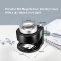 Miniatyrbillede 2 af 7: Bærbar 30X Forstørrelse Lupe Fuld Metal Sort Penge Detektering Lampe Skala