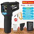 Miniatyrbild 3 av 9: Digital Infraröd Termometer 800/600/400C Adaptiv Emissivitet Beröringsfri Temperatur Meter Laser Pyrometer