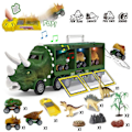 Miniatyrbillede 3 af 6: Dinosaur Transport Legetøj Lastbil Træk Tilbage Køretøjer Dino Container Opbevaring Bil