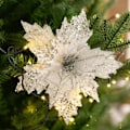 Miniatyrbillede 5 af 10: Glitter kunstig jule blomster jule træ pynt hjem falske blomster jule pynt