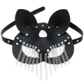 Miniatyrbild 1 av 4: Mode läder Mask Kvinnor PU Faux Läder Ihålig Justerbar metall Kedja tofs Mask