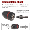 Miniatyrbild 5 av 7: 1,5-13 mm Nyckellös metall borr chuck adapter självlåsande borr bit hållare