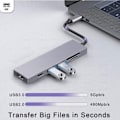 Miniatyrbillede 5 af 8: USB 3.1 Type-C Hub Til HDMI Multi Splitter Adapter 4K Thunderbolt 3 USB C Hub med TF SD Reader Slot
