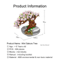 Miniatyrbild 5 av 5: Desktop Bonsai Evig Blomma Rosa Sakura Körsbärsträd Kruka Växt 3D Modell Gör-det-själv Mini block tegelstenar byggnad leksak