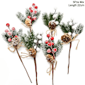Miniatyrbilde 7 av 7: 5 stykker jul rød bær kunstig blomst furu kjegle gren jule tre pynt pynt