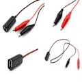 Pikkukuva 1 / 6: Punainen ja musta 50cm johto alligaattori testi liitin USB naaras liitin virta sovitin syöttö