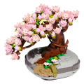 Miniatyrbilde 1 av 4: Blomst Rosa Sakura kirsebær tre potte plante 3D modell DIY mini blokker murstein bygg leketøy for barn