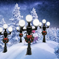 Miniatyrbilde 6 av 6: Miniatyr jul gate lampe post park benk mini gate lys