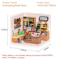 Miniatyrbillede 3 af 5: Plast Hus Bygning Sæt Mini Dukke Hus Fascinerende Bog Butik Gør det selv Miniature Hus Kit med LED lys