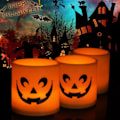 Miniatyrbilde 4 av 7: Halloween stearinlys lys LED fargerik lysestake bord plate dekorasjon gresskar fest stearinlys lys
