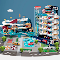 Miniatyrbillede 2 af 10: Elektrisk Jernbane Bil Dinosaur Bygning Parkeringsplads Eventyr Racing Jernbane Bil Legetøj