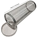 Miniatyrbillede 7 af 7: Høj kvalitet Rund BBQ kurv rustfrit stål rullende grillning kurv wire net cylinder grill kurv bærbar udendørs camping grill stativ