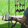 Miniatyrbilde 4 av 5: Tomshoo Bærbar Lett stang Brett Lett Rustfritt Stål Lampe Stang Brett Lampe Holder Bracket Camping Rekvisita Camping bord