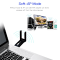 Miniatyrbilde 4 av 5: 1300 Mbps USB 3.0 WiFi Adapter Dual Band 2.4Ghz/5Ghz Trådløst WiFi Dongle Antenne USB Ethernet Nettverk Kort Mottaker For PC