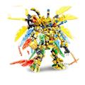 Miniatyrbillede 6 af 6: 4i1 Ninja Golden Warrior Robot Mech 2 Heads Flying Dragons Set Fighter Figurs Bygge Klodse Legetøj
