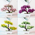 Miniatyrbillede 5 af 10: Kunstige planter bonsai små træer potte falske planter blomster potte pynt til hjem fest bryllup pynt tilbehør