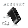 Miniatyrbillede 4 af 6: USB Hub 2.0 Adapter Roter Høj Speed U Disk Reader Splitter 3 Porte