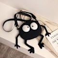 Miniatyrbild 3 av 4: Stora ögon canvas flicka axelväska söt svart briketter messenger väska