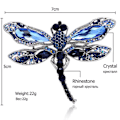 Miniatyrbillede 5 af 5: Blå Krystal Vintage Dragonfly Brocher til Kvinder High Grade Mode Insekt Broche Nåle